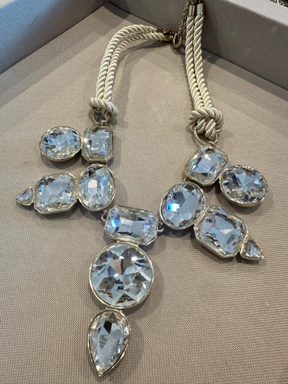 Crystal Statement Necklace - Clear Crystal Pendant Necklace